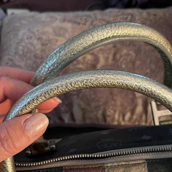 MCM Black and Gold Princess Satchel with Multicolor Accents - Picture 2 of 11